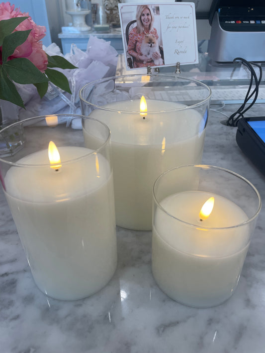 Light Up Ivory Pillar Candles