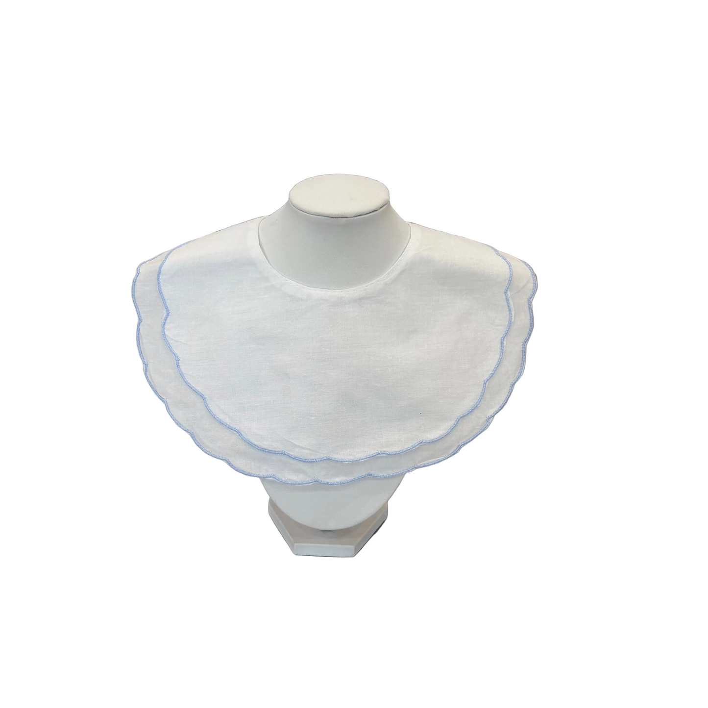 Scalloped Cotton Bib - Pink or Blue
