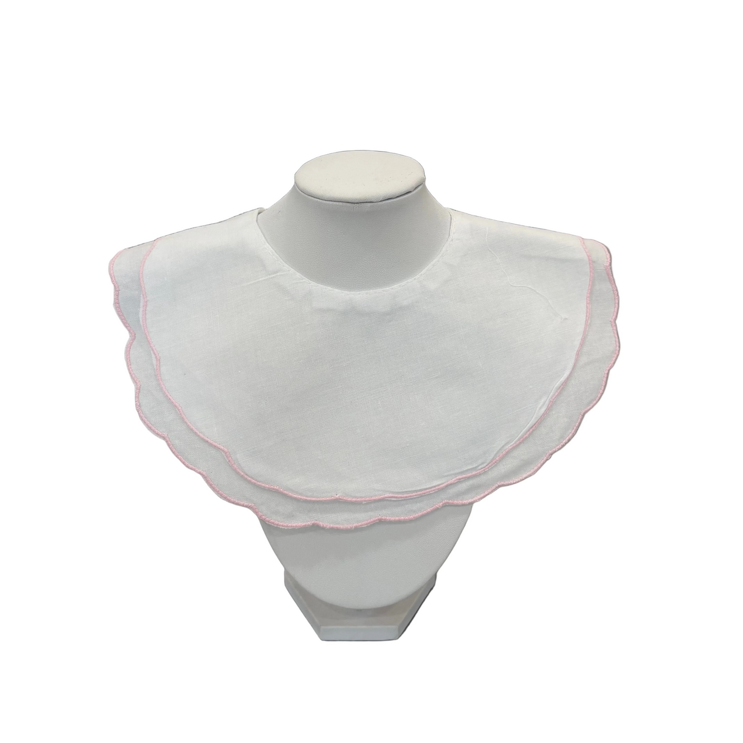 Scalloped Cotton Bib - Pink or Blue