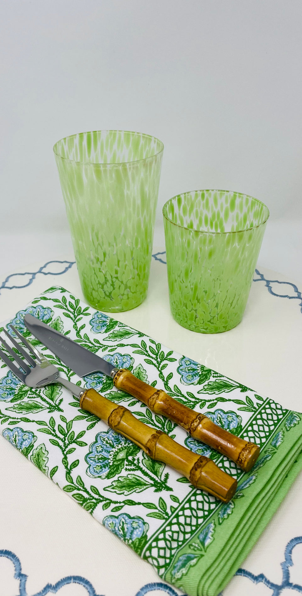 Green Speckled Glass Tumbler