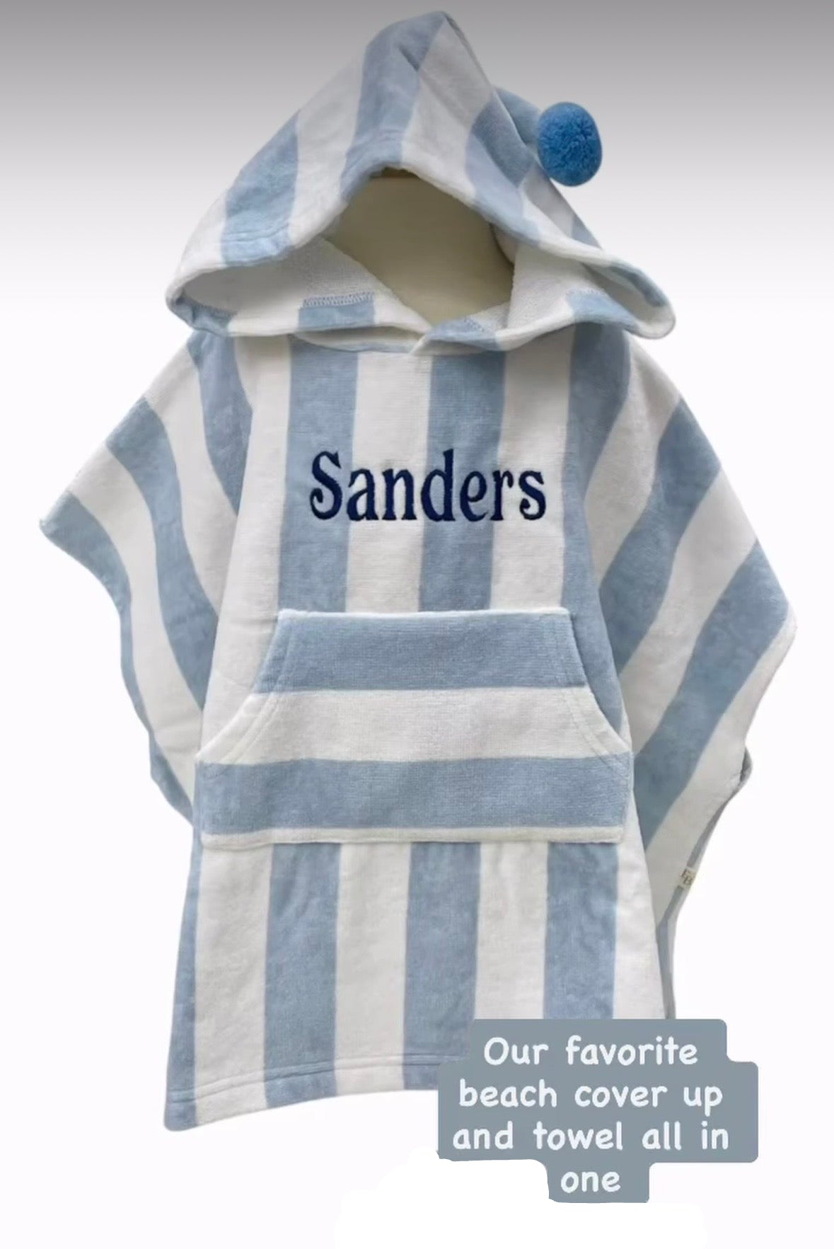 Elegant Baby - Stripe Hooded Terry Poncho - Pink or Blue