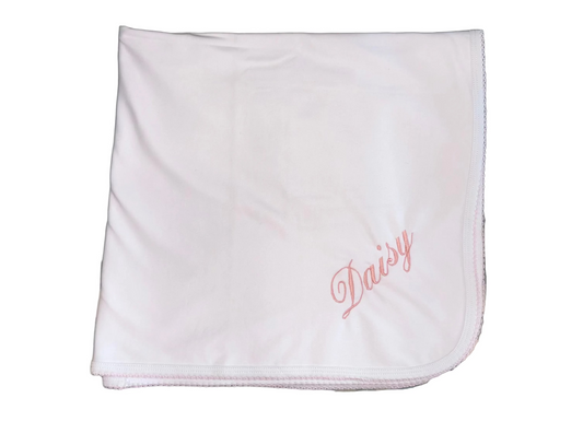 Kissy Kissy - White Baby Blanket