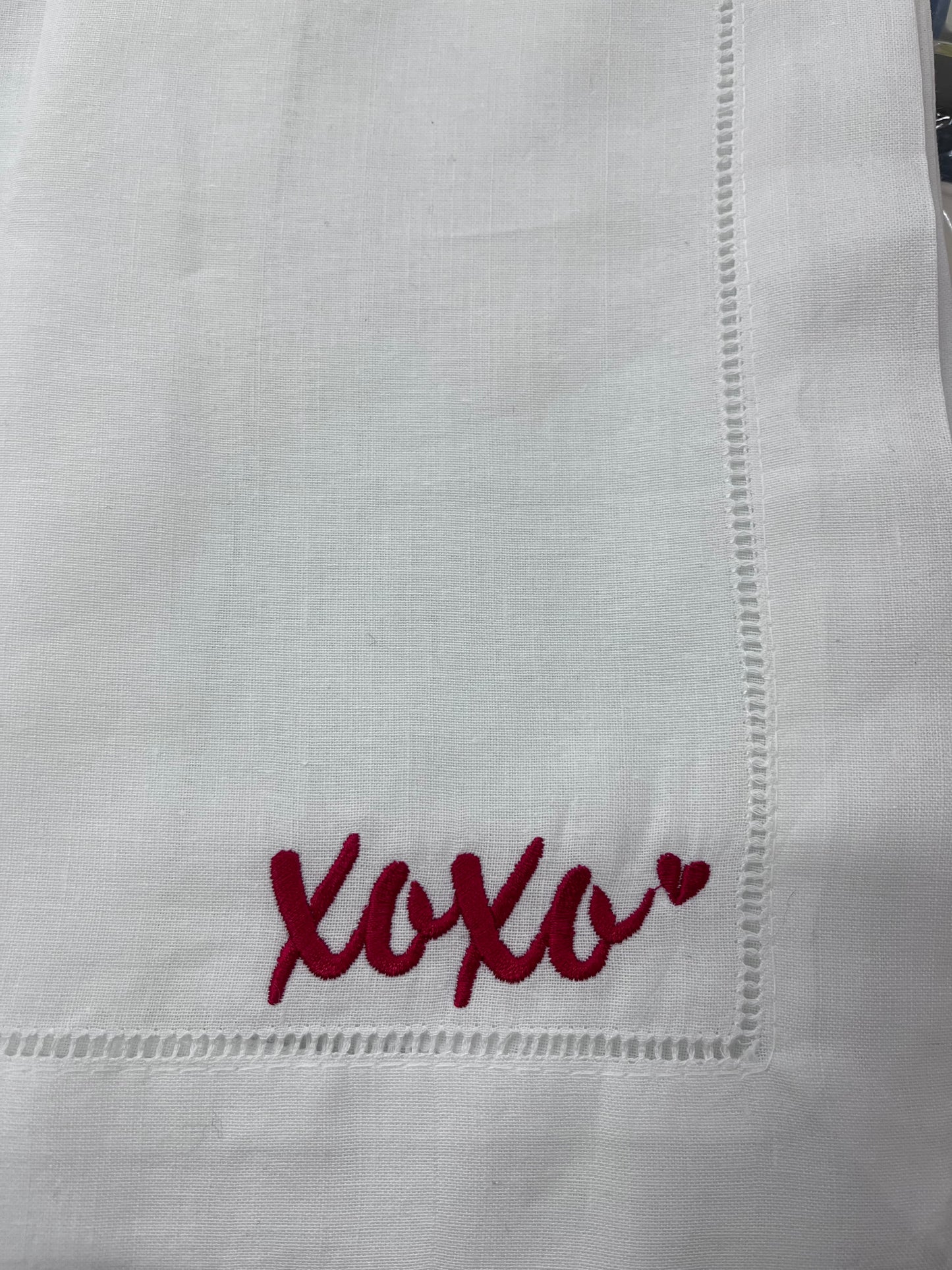 XOXO Valentine's Hemstitch Napkins