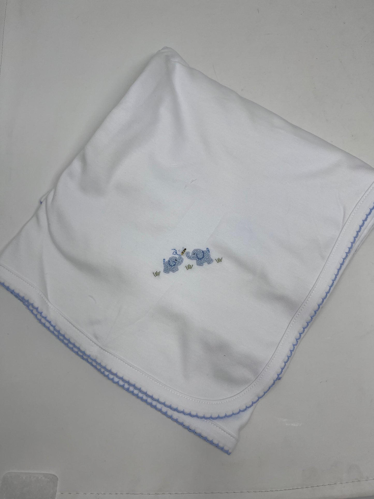 Baby Blanket with Hand Embroidered Elephant - Three Colors