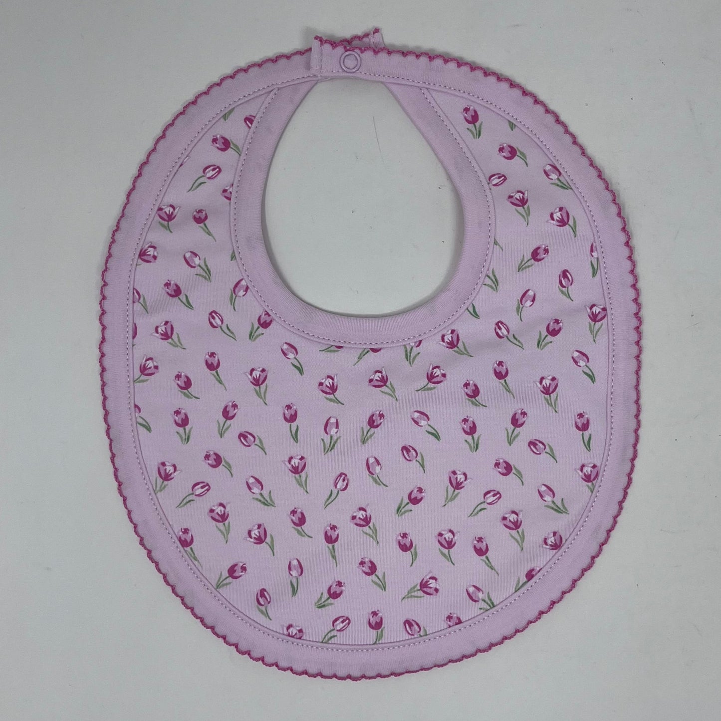 Pink Baby Bib in Tulips