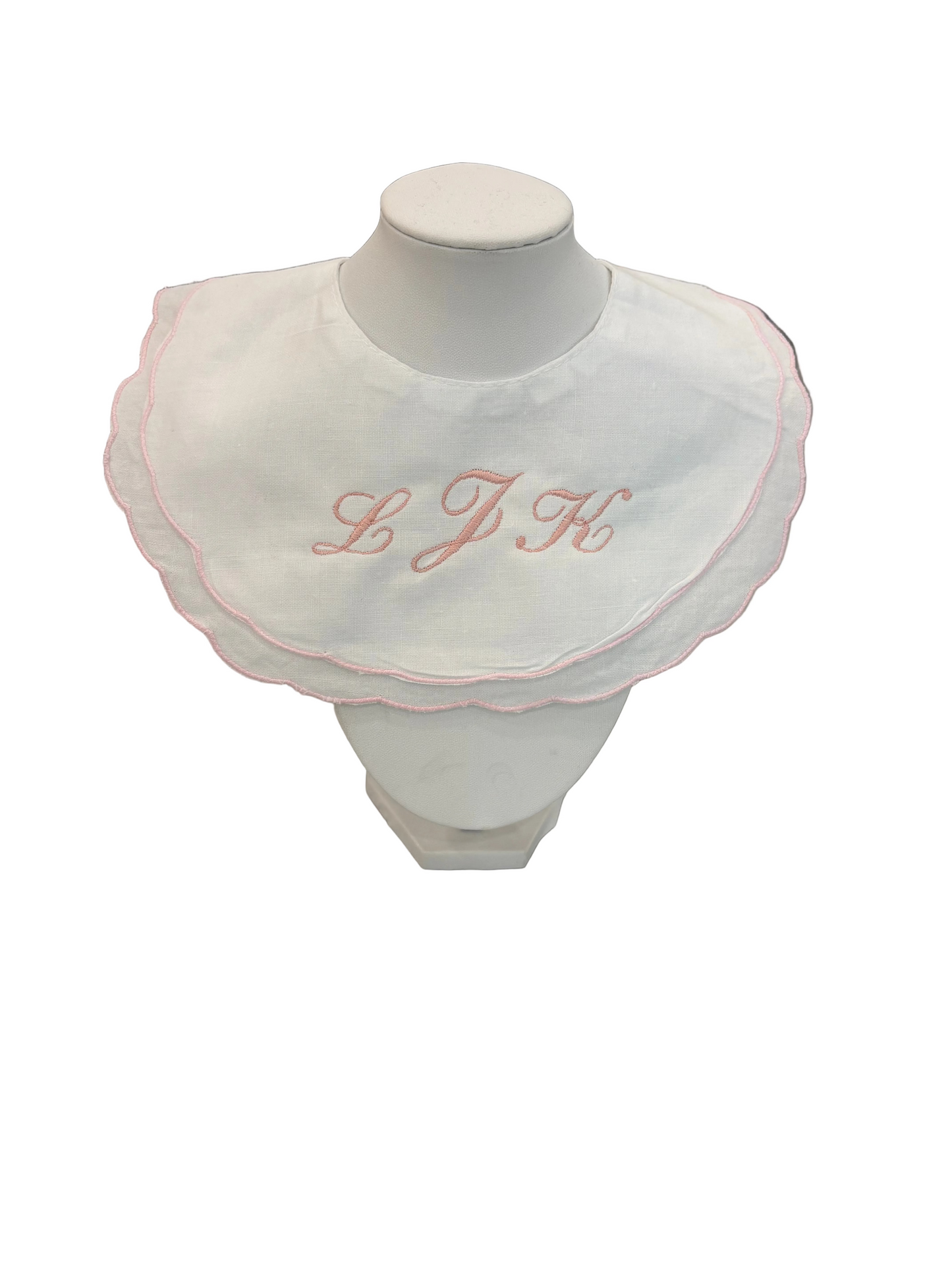 Scalloped Cotton Bib - Pink or Blue