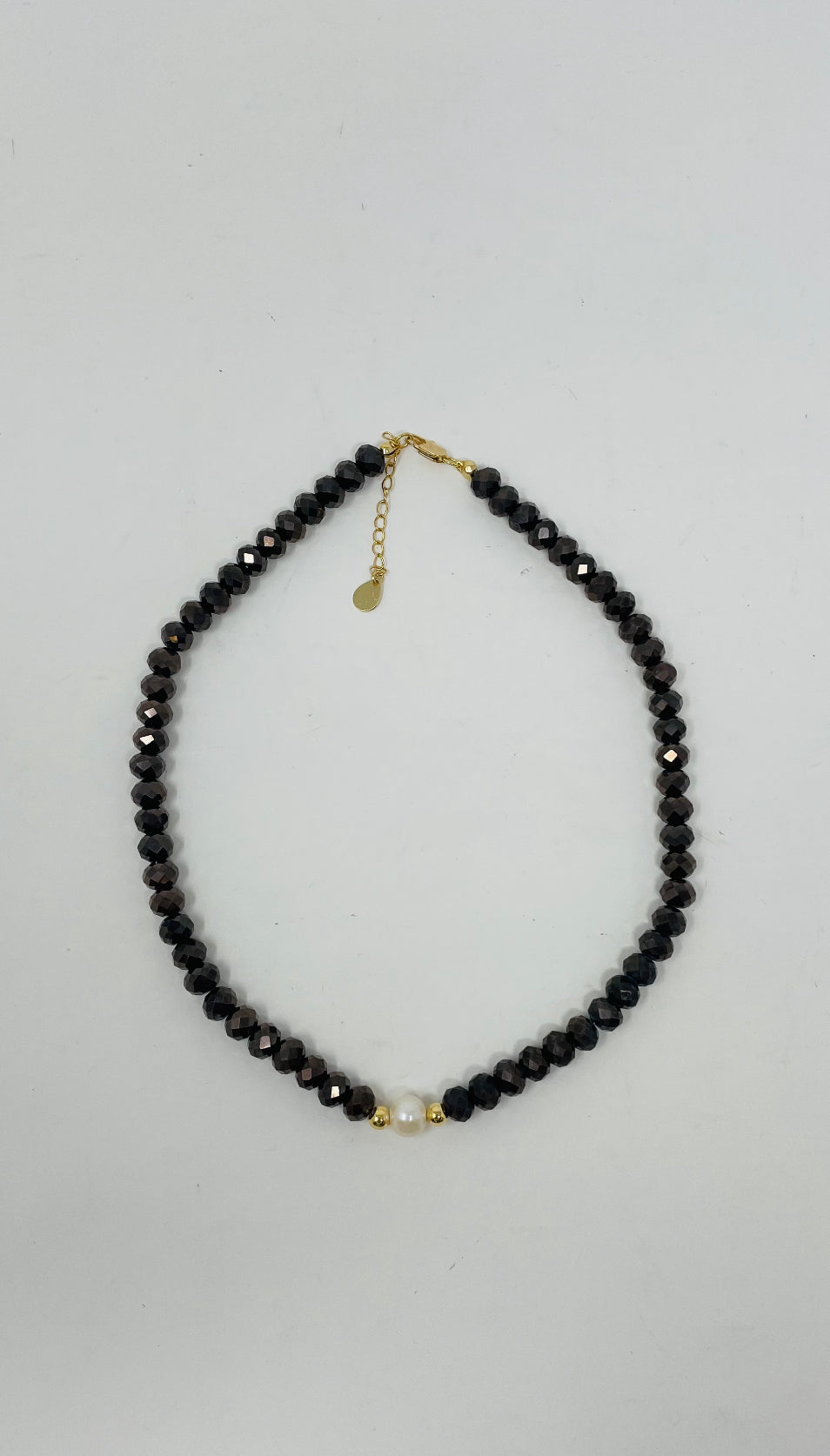 Brown Crystal Necklace with Freshwater Pearl