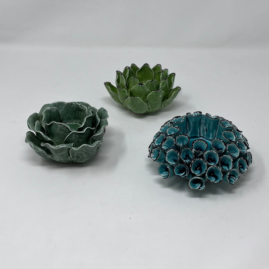 Ceramic Organic Floral Tea Light Holder