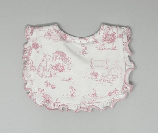 Pink Toile Bunnies - Bib