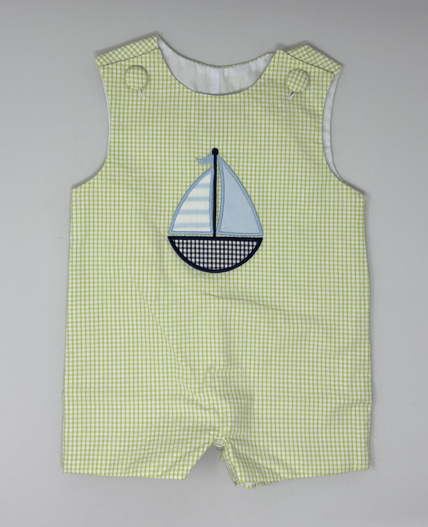 Green Seersucker Sailboat Outfit - Two Styles