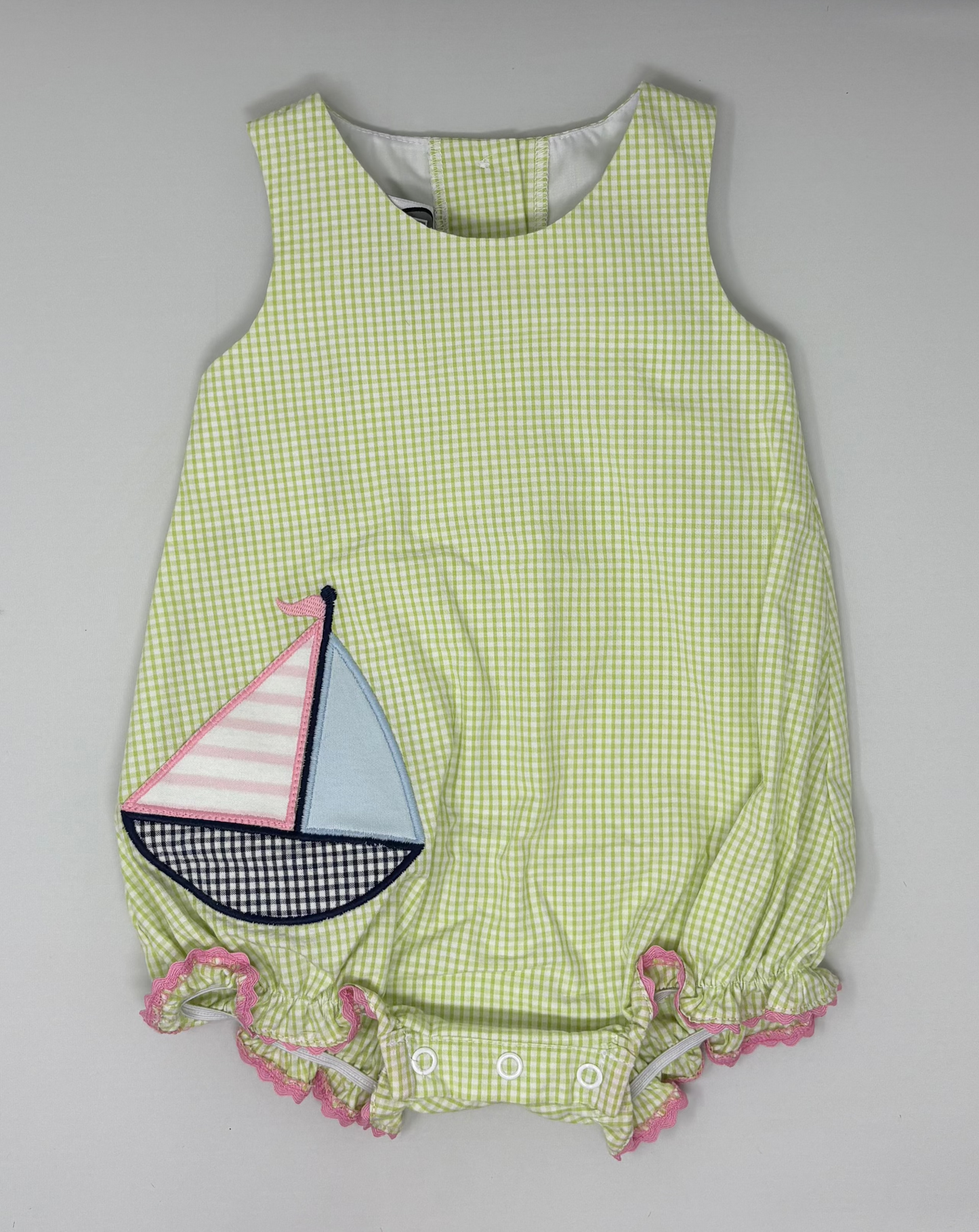 Green Seersucker Sailboat Outfit - Two Styles