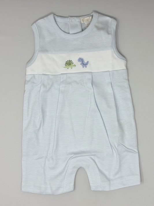 Hand Embroidered Dinosaur - Blue Playsuit