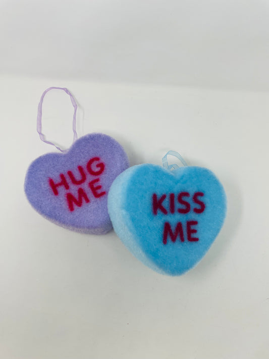 Flocked Valentine's Conversation Hearts - Set of 2 with choice of 3 Styles