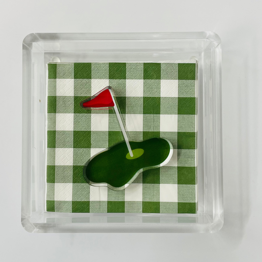Acrylic Napkin Holder - Golf