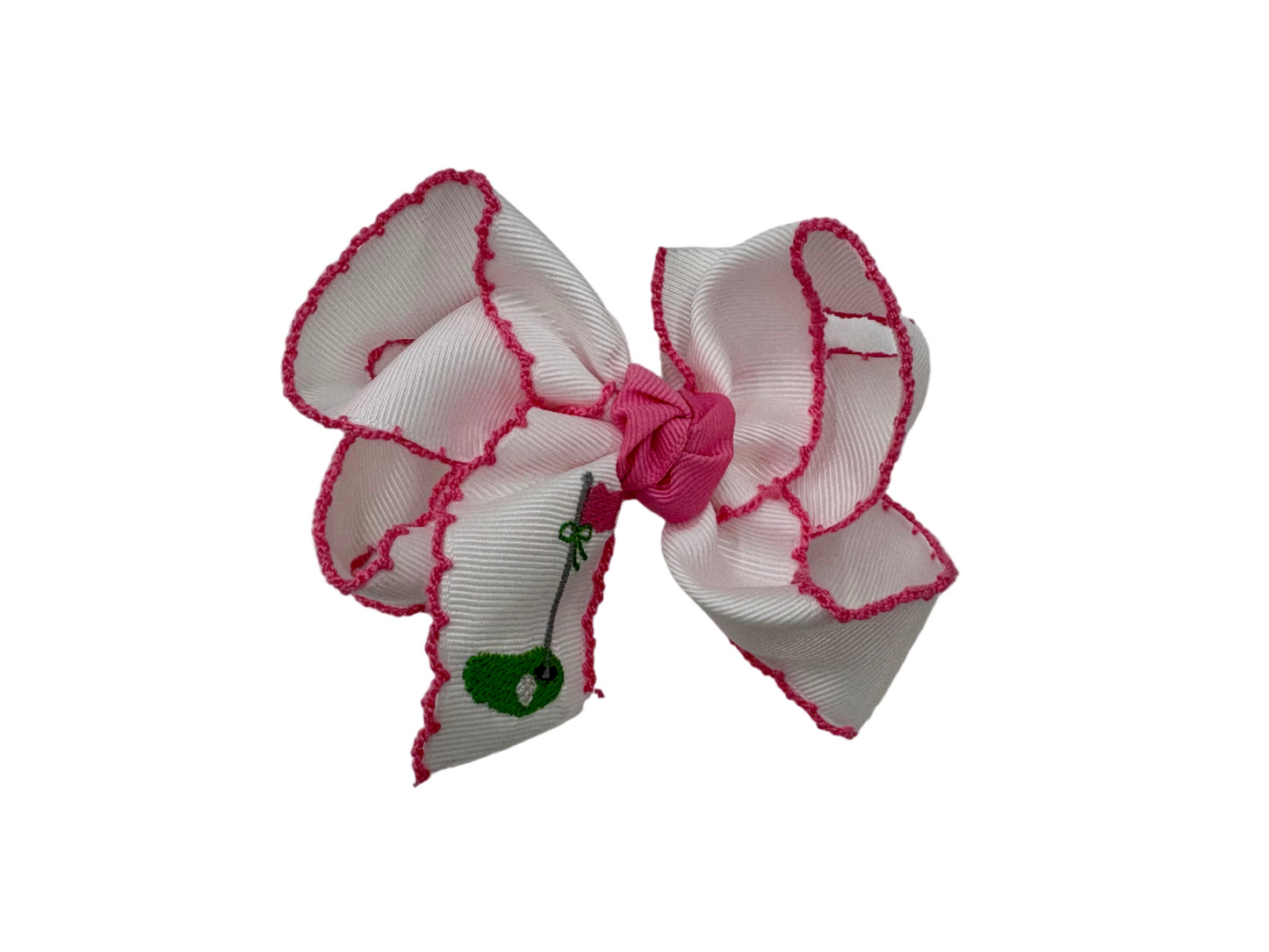 Embroidered Hair Bow - Golf Flag