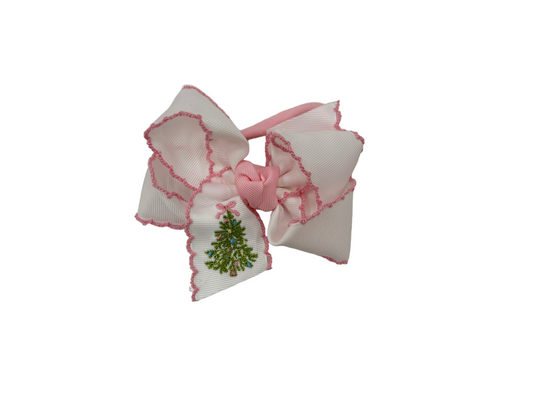 Embroidered Hair Bow - Christmas Tree