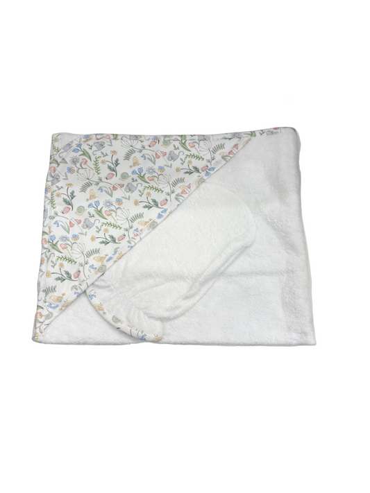 Baby Club Chic - Garden Printed Hooded Bath Towel with Mitt