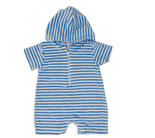 Blue Stripe Hooded Romper