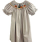 Brown Smocked Dress with Witch and Pumpkins