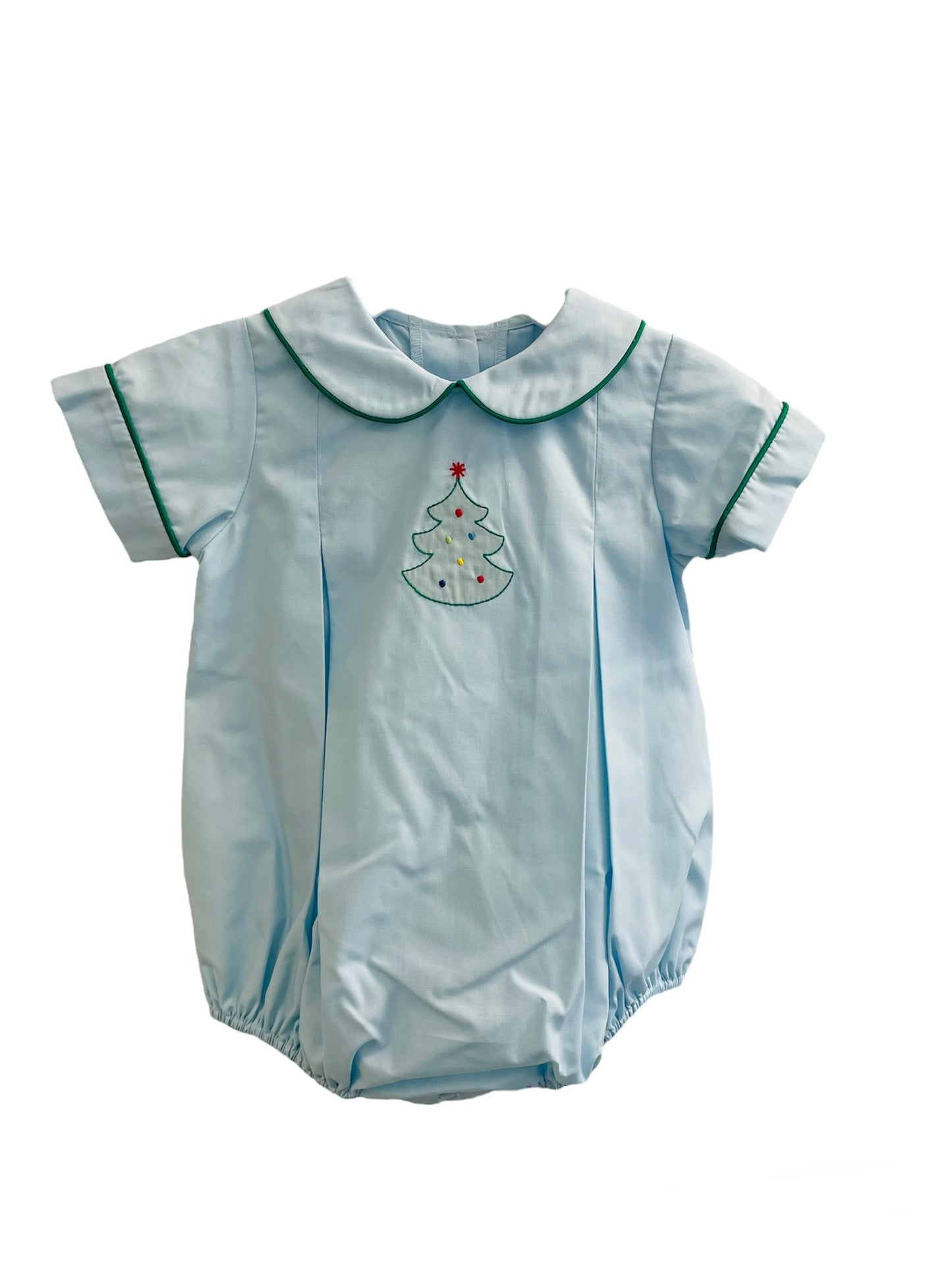 Light Blue Bubble with Embroidered Christmas Tree