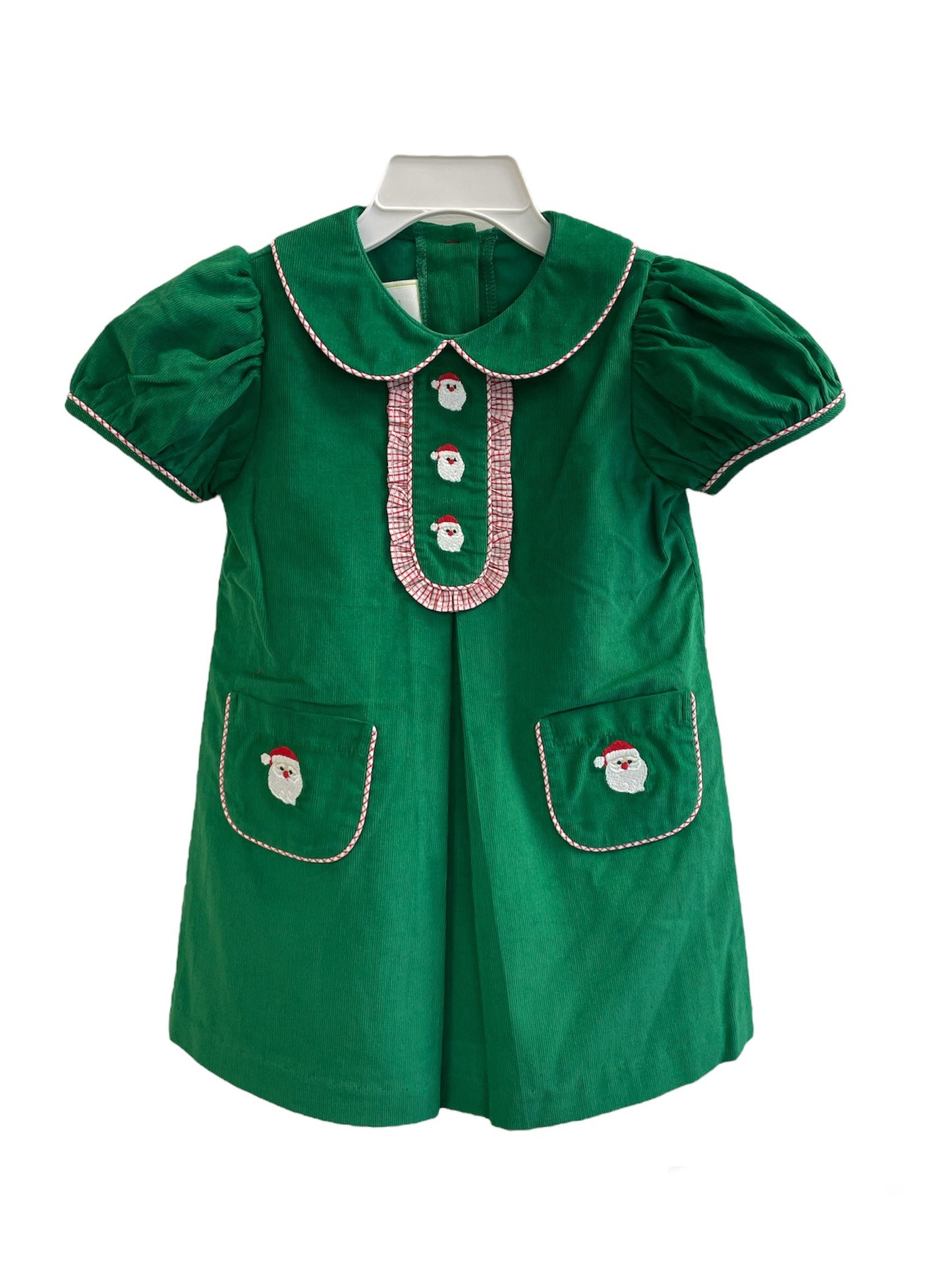 Green Corduroy Dress with Santa's