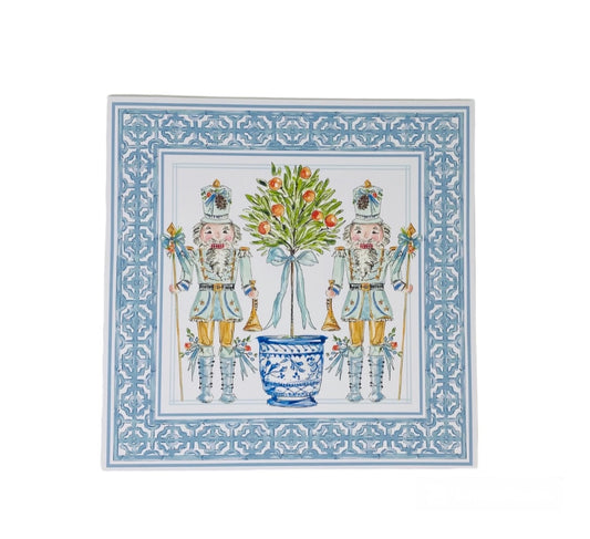 Blue Nutcracker Chinoiserie Topiary Paper Placemat