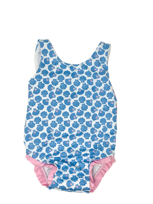 Blue Shells with Pink Bow Bathing Suit