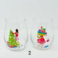Glam Girl Christmas Stemless Wine Glasses -  Set of 2