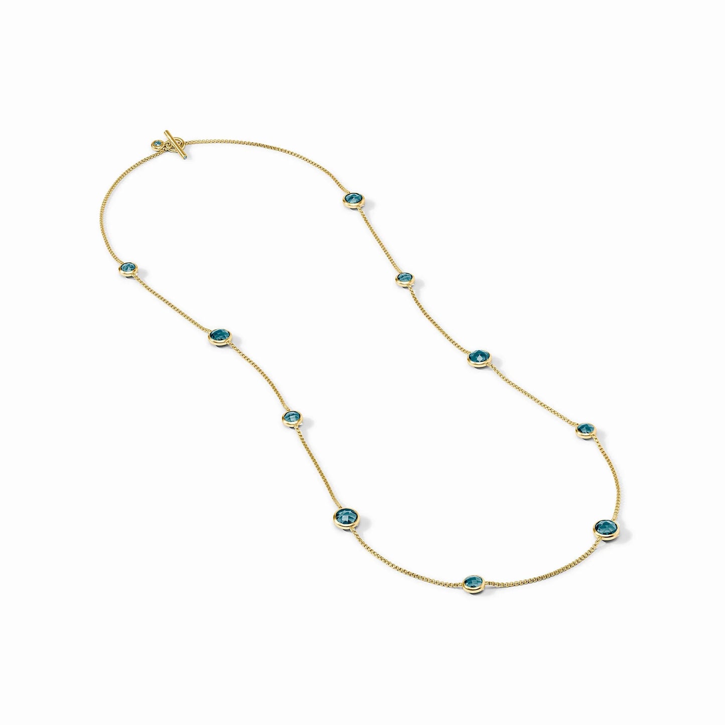 Julie Vos - Long Delicate Gold Necklace with Many Gemstones