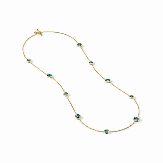 Julie Vos - Long Delicate Gold Necklace with Many Gemstones