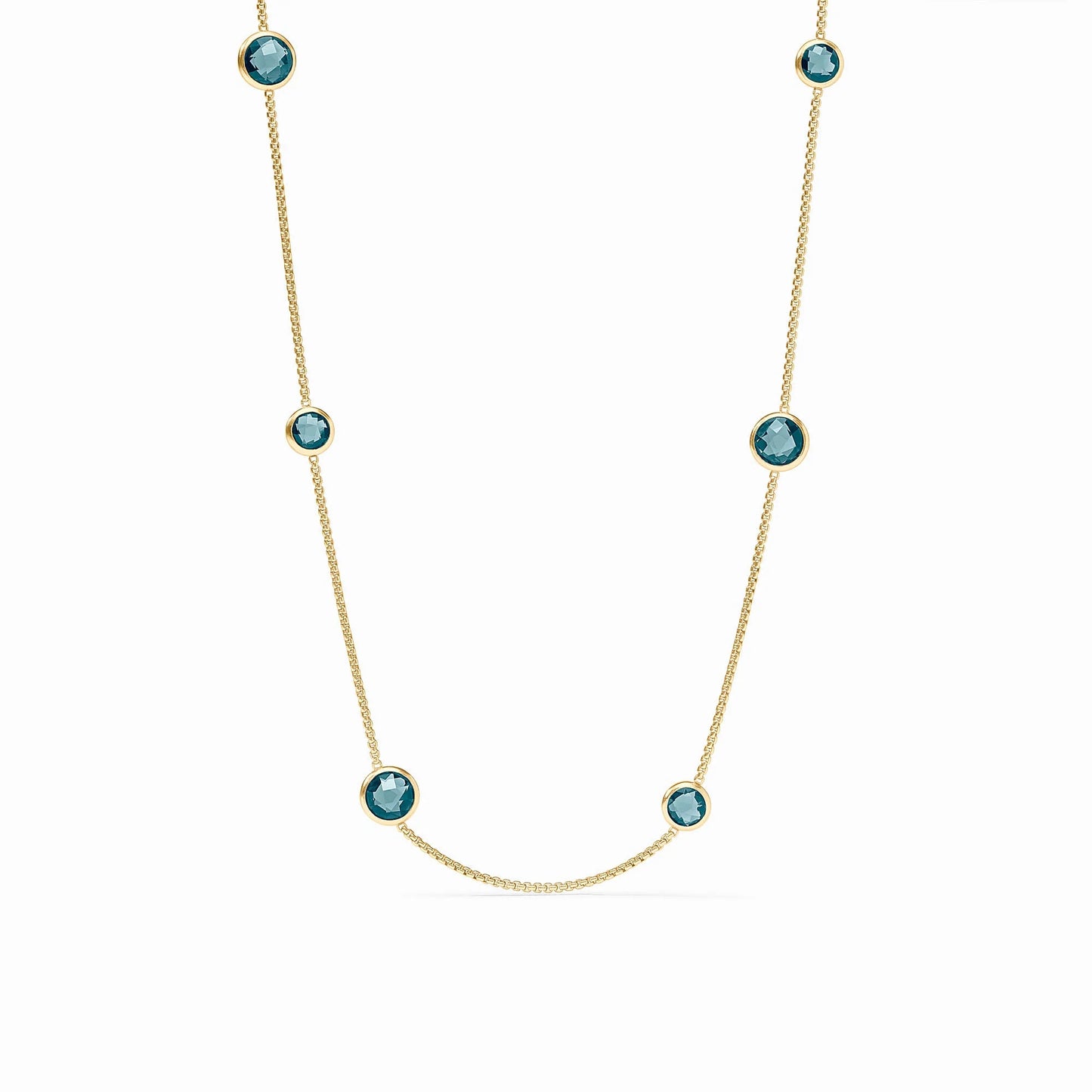 Julie Vos - Long Delicate Gold Necklace with Many Gemstones