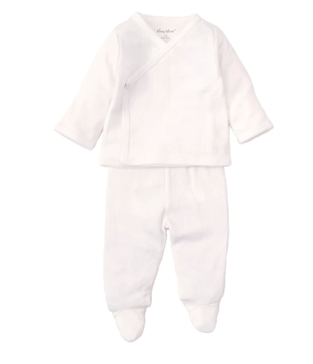 White Footed Pajama Set with Long Sleeves