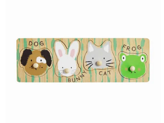Dog Bunny Cat Frog Wood Puzzle