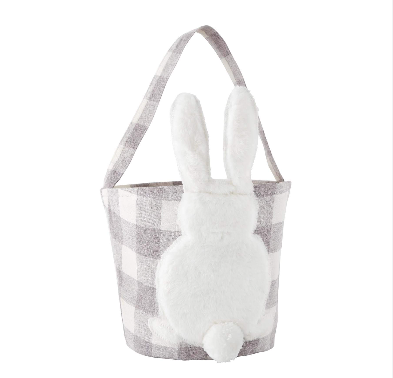 Gray Check Easter Basket with Bunny
