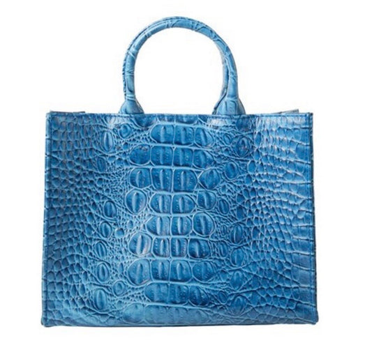 Small Blueberry Leather Crocodile Handbag