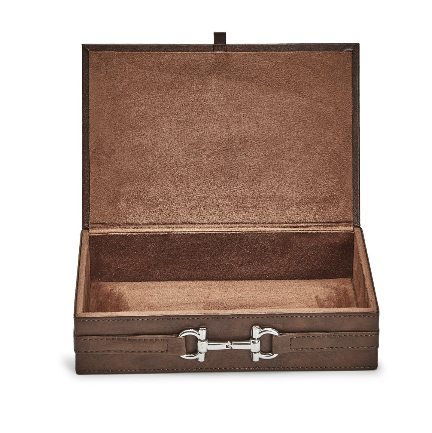 Brown Leather Jewelry Box with Silver Horse Bit