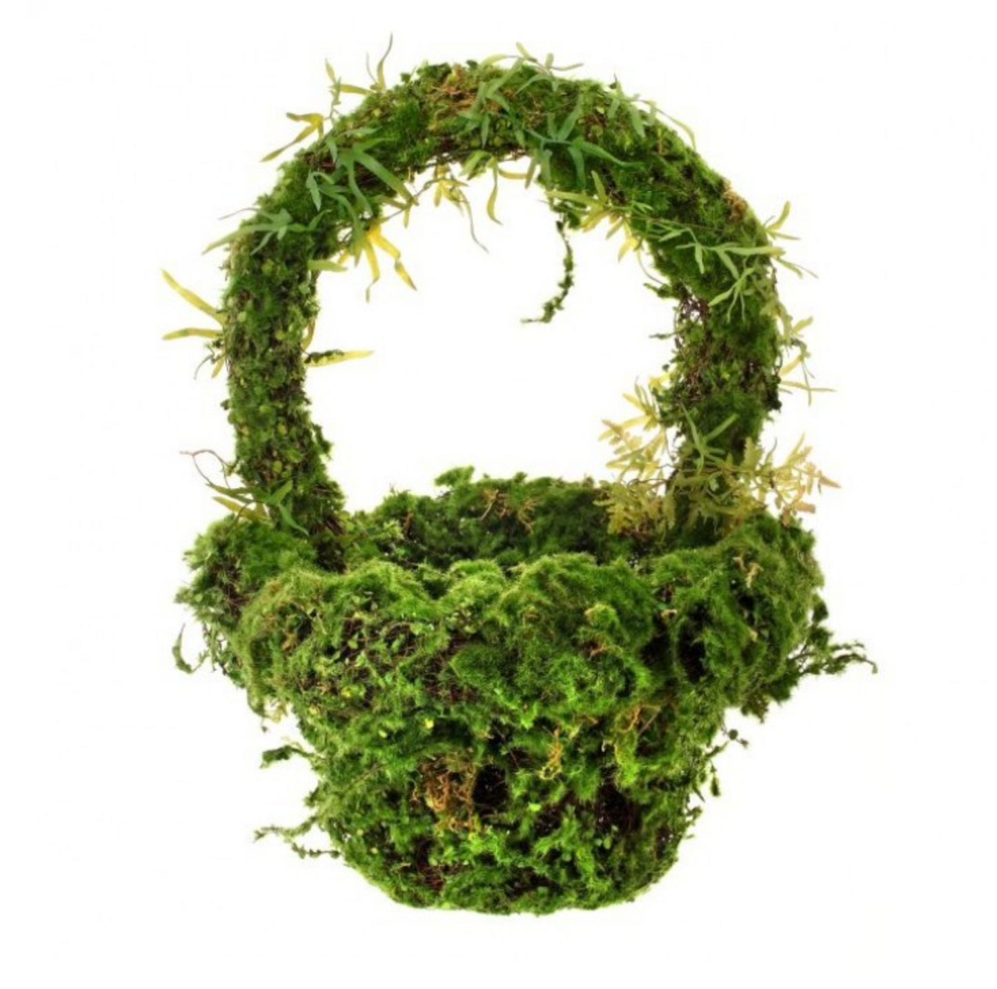 Moss Covered Basket with Handle