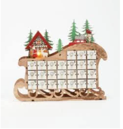 Wooden Sleigh Advent Calendar