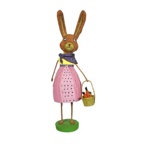 Rabbit in Pink with Basket of Carrots
