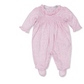 Smocked Pink Floral Long Sleeve Footed Onesie
