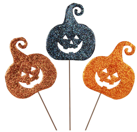 Glitter Jack O Lantern Yard Stakes