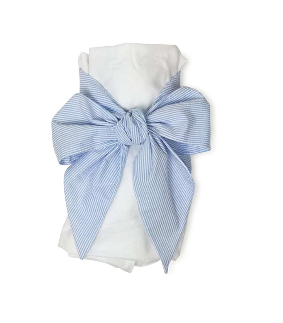Seersucker Sash Baby Bow Swaddle  -  Blue or Pink