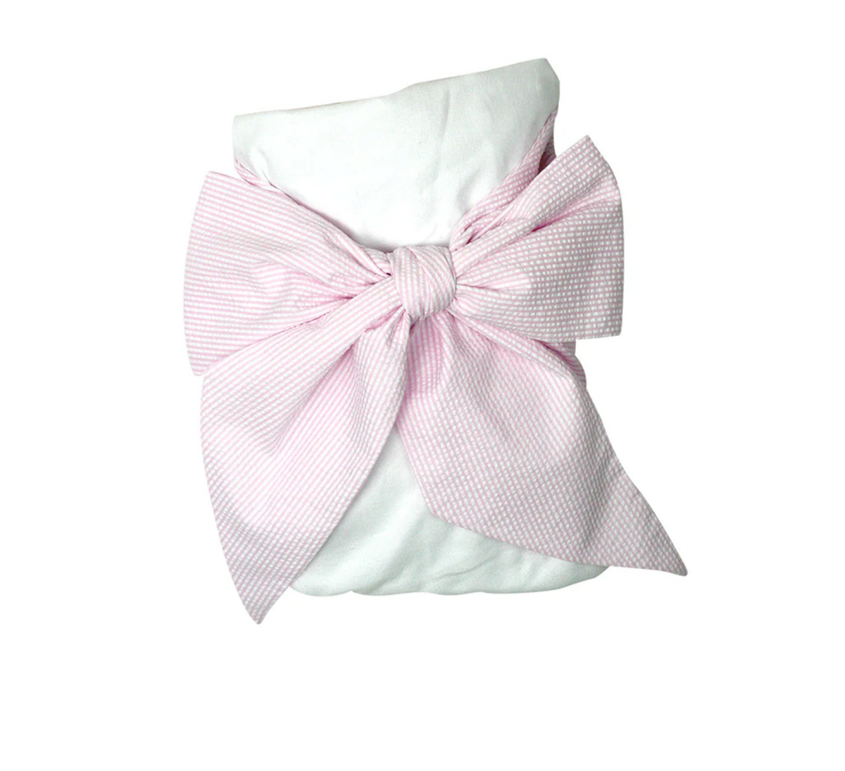 Seersucker Sash Baby Bow Swaddle  -  Blue or Pink