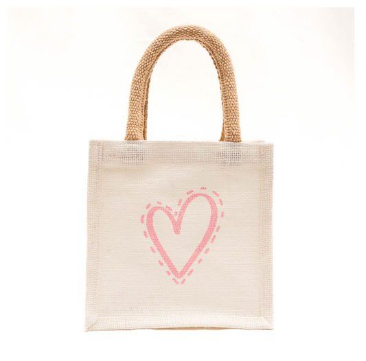 Pink Heart Woven Gift Tote