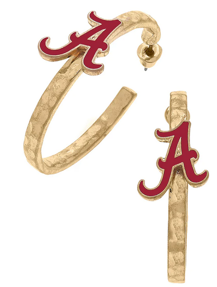 Alabama Logo Gold Hoop Earrings