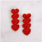 Beaded Heart Drop Earrings  - 2 Colors