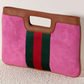 Pink Suede Clutch with Crossbody