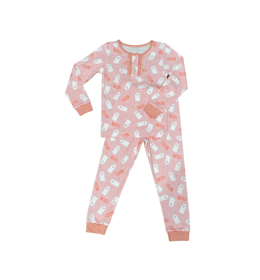 Girl's Pink Boo Halloween Pajama Set