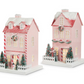 Lighted Pink Paper Gingerbread House