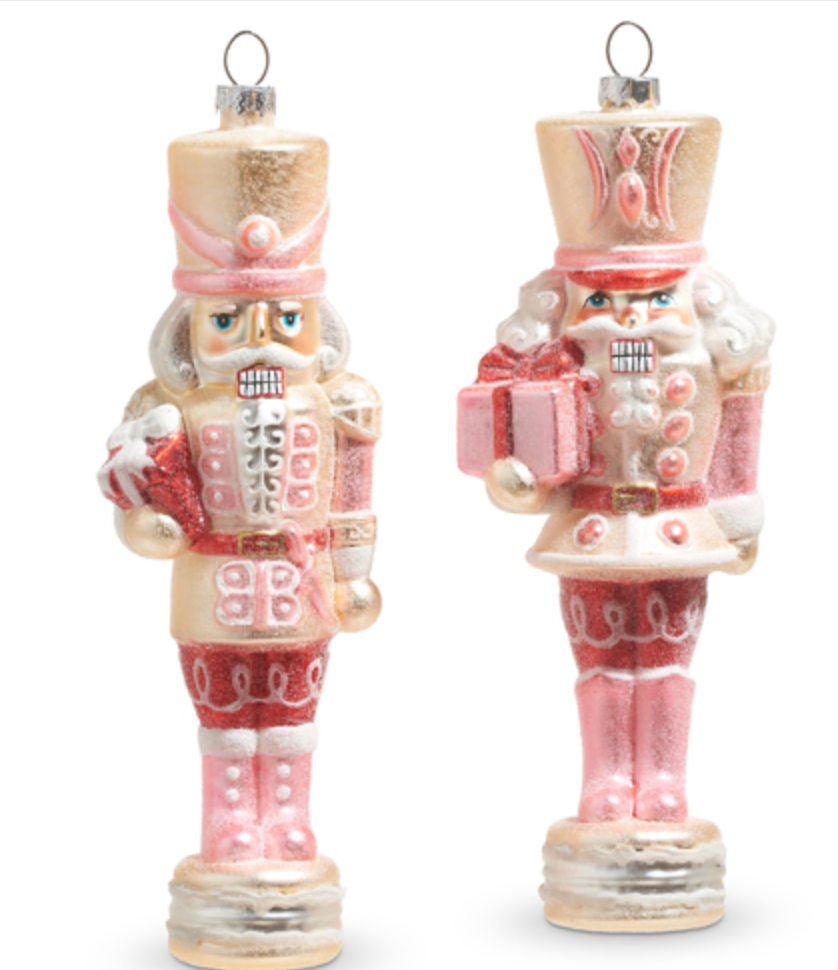 Glittered Pink Nutcracker Ornament